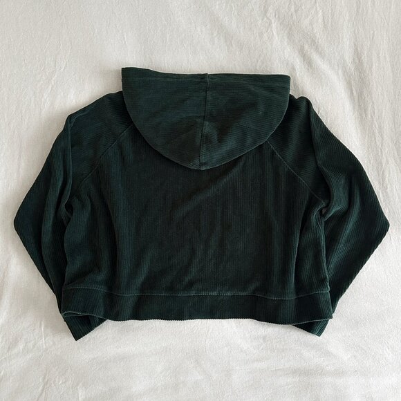 Sezane Mary Sweatshirt Sage Green Velvet Corduroy Ribbed Pullover Hoodie Sweater - Picture 6 of 9